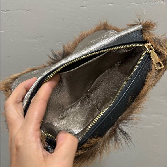 Handmade Asymmetric Leather Shoulder Bag/Hair On Goat- hide Saddle Bag/Crossbody - Picture 14 of 16
